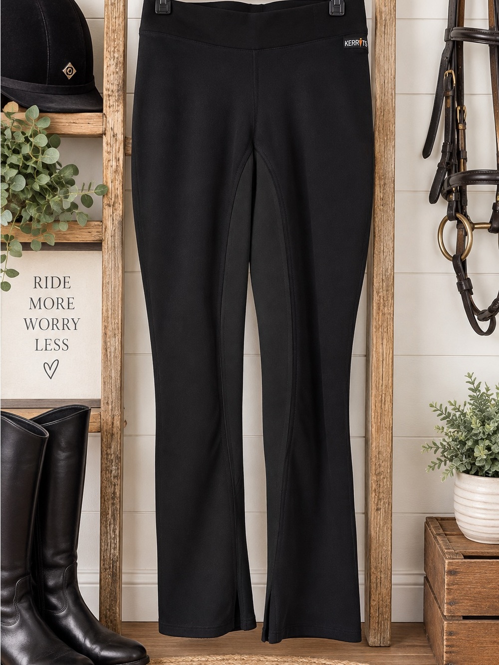 Kerrits Black Boot-Cut Pull-On Riding Breeches